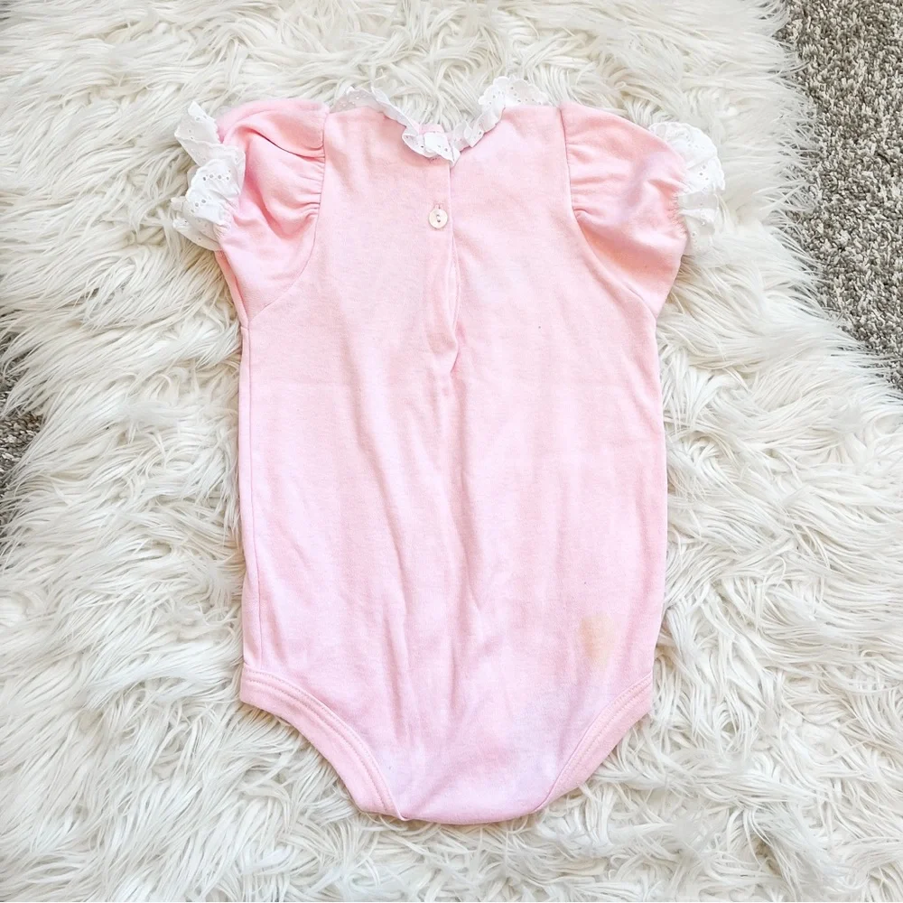 Vintage Carter’s Pink Embroidered Eyelet Collar Bodysuit 24M
